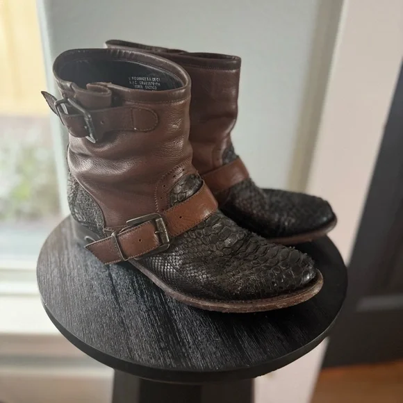 Muro Women’s 8 Snake Western Brown Moto Biker Leather Boot Grunge Boho Festival - Picture 16 of 16